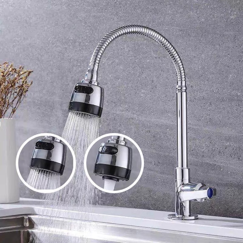 Vòi rửa chén bát inox sus 304 âm bồn cần mềm - bát sen 1 đường nước