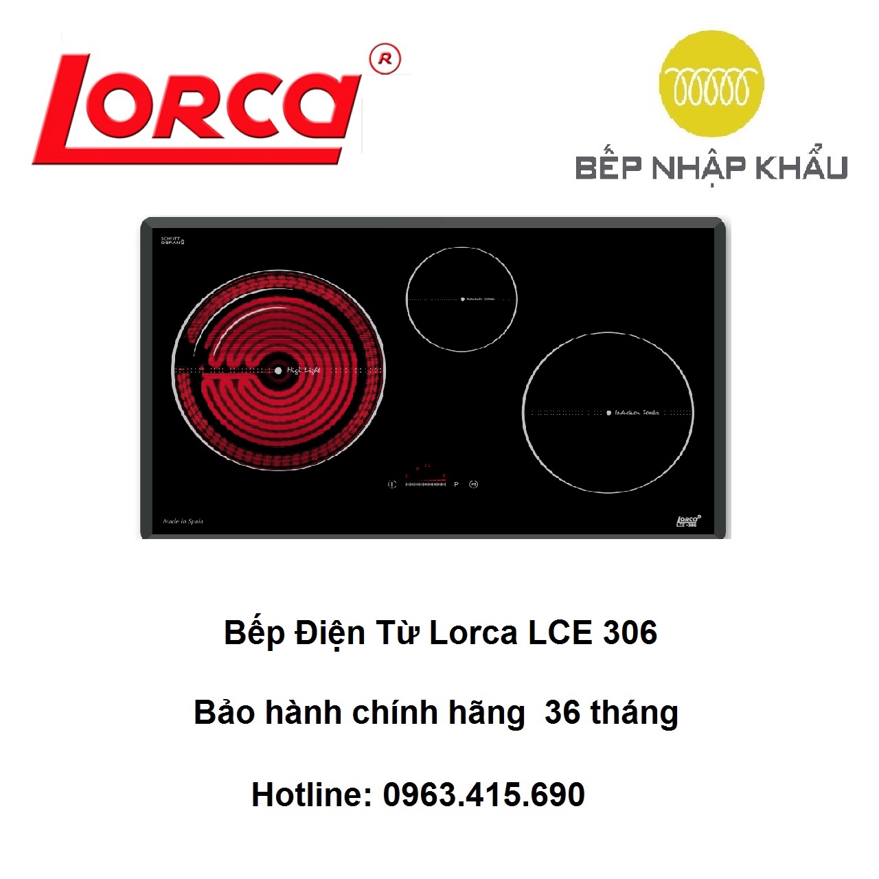 Bếp điện từ Lorca LCE 306, thiết kế đẹp mắt, tinh tế, nhiều tính năng thông minh, giúp nâng cao hiệu quả nấu nướng, tiết kiệm điện năng