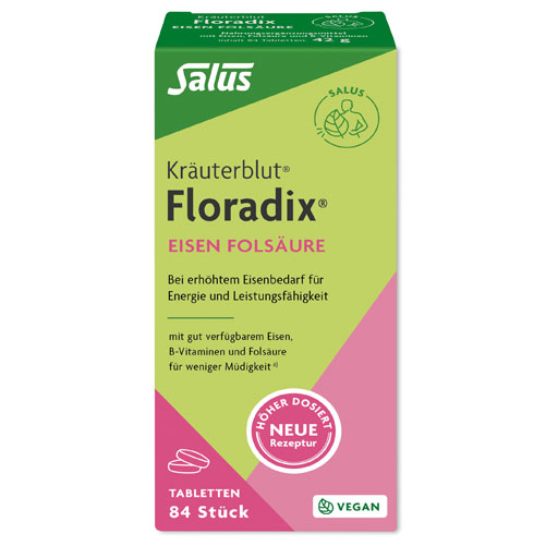 Floradix Eisen Folsaure - Viên nén bổ sung sắt cho người thiếu máu, hộp 84 viên.