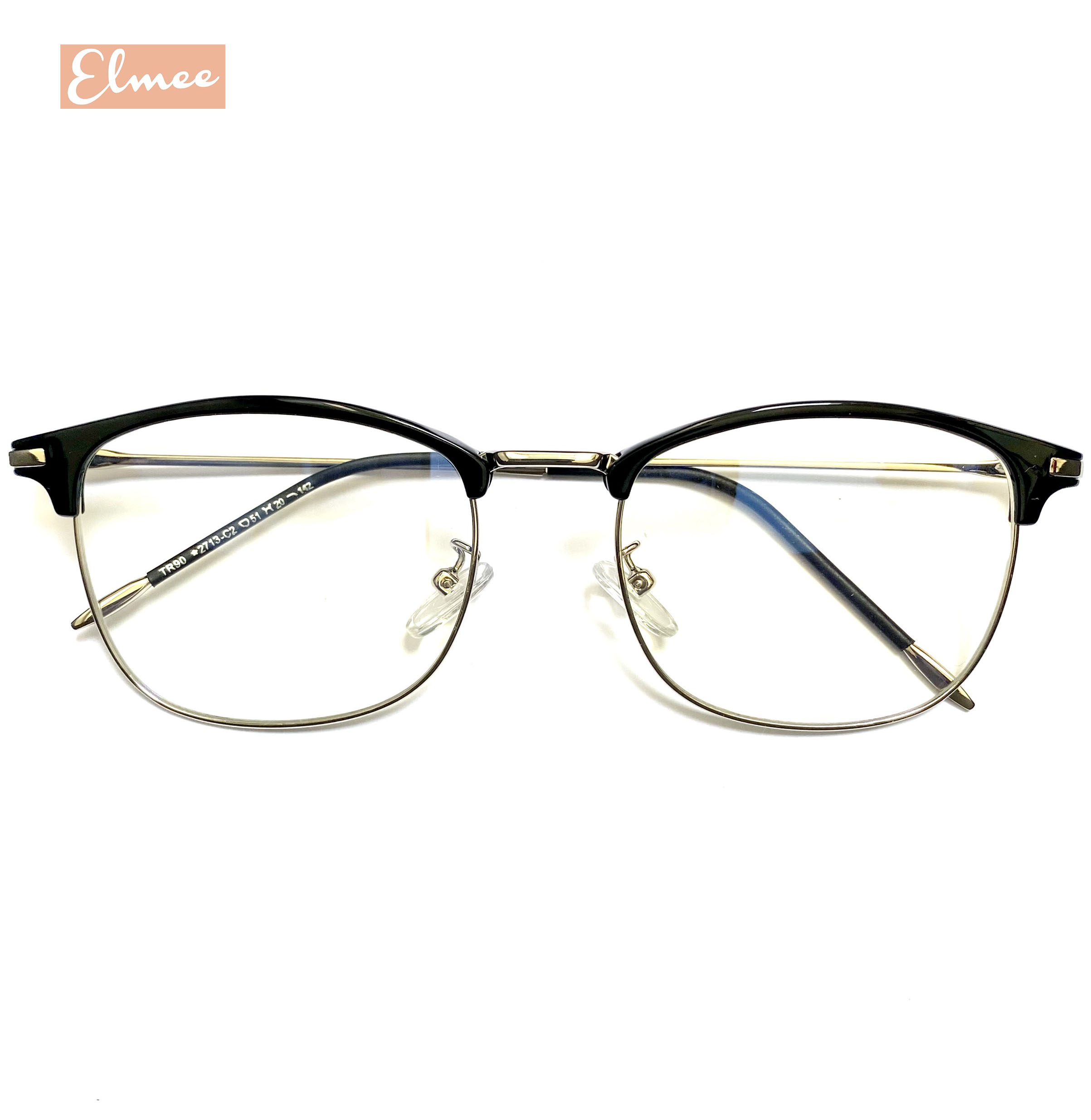 Gọng kính vuông kim loại nửa viền cao cấp Elmee 2317 - dành cho cả nam và nữ