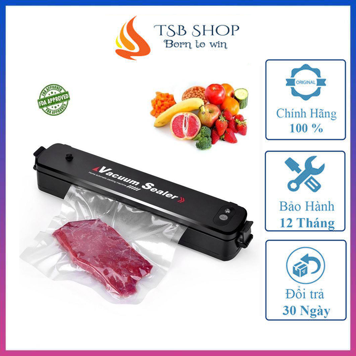 Máy hút chân không thực phẩm mini cho gia đình, Máy ép chân không kiêm hàn miệng túi bảo quản thực phẩm cực lâu, công suất lớn 200W - TẶNG KÈM 10 TÚI HÚT CHÂN KHÔNG - TSB Shop
