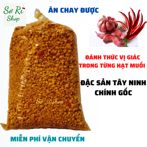 Muối ớt Tây Ninh- 1kg muối ớt chay đặc sản Tây Ninh vị cay thường- muối tỏi ớt Sơ Ri Shop ngon nhức nách dùng để chấm trái cây, pha nước chấm hải sản, ướp thực phẩm Chỉ trong một bước