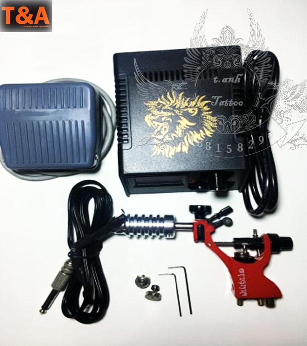 Bộ máy xăm rotary đầy đủ nguồn,dây móc,bàn đạp,tay cầm đạt chất lượng tốt