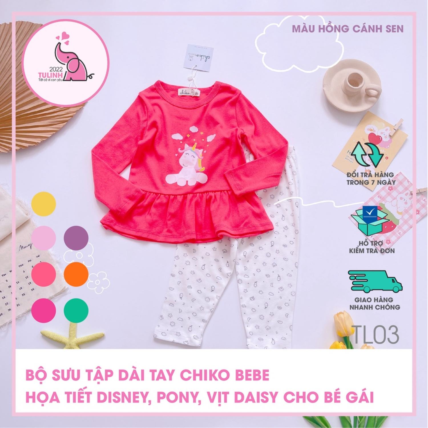 Bộ đồ trẻ em dài tay Chiko bebe cho bé gái