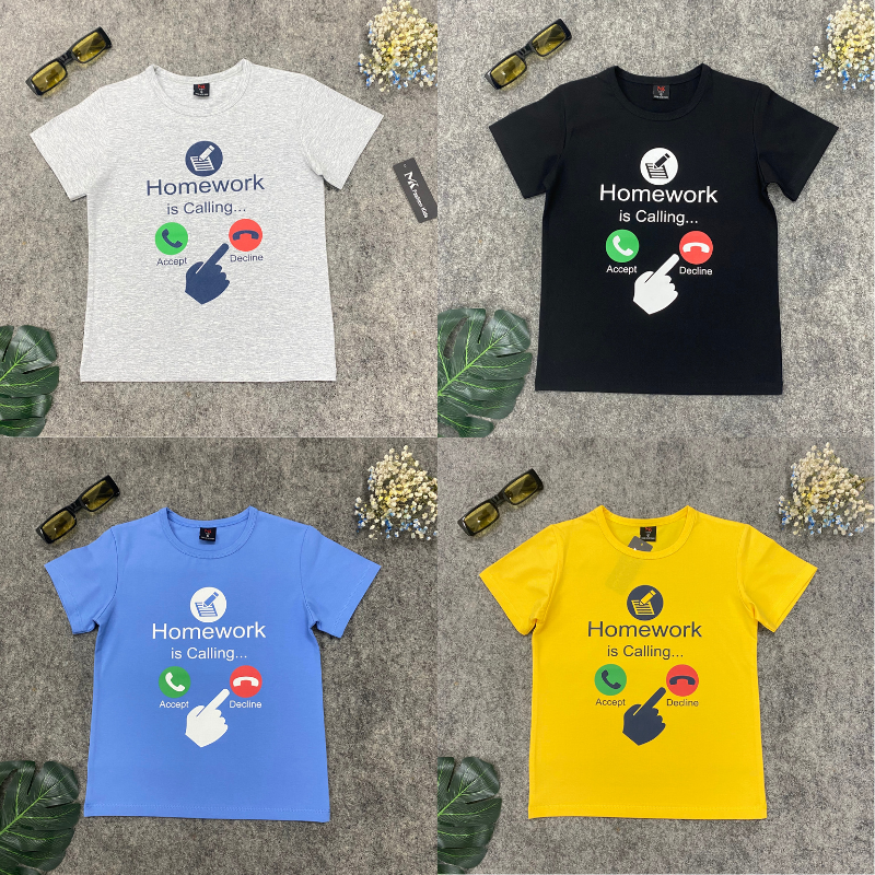 Áo phông cộc tay 100% Cotton cho bé trai và bé gái 10-45kg