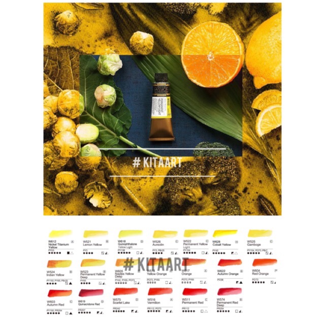 ✨Mijello 15Ml ✨ P1 Tone Vàng Cam Đỏ Màu Nước Mijello Mission Gold Hàn Quốc