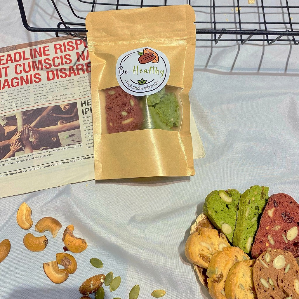 Túi 50gam dùng thử Bánh Biscotti ăn kiêng giảm cân không đường làm từ bột nguyên cám 100% phù hợp chế độ Gym, Eatclean