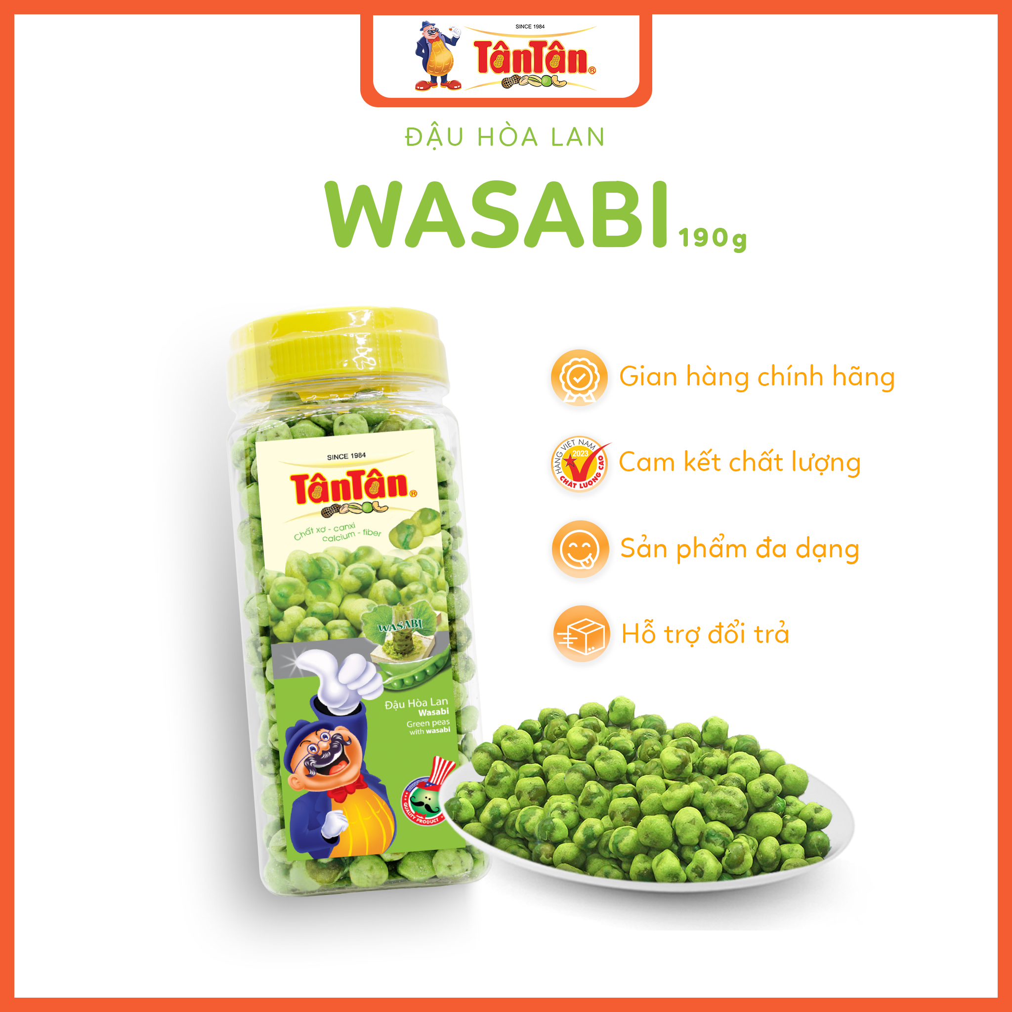 Đậu Hòa Lan Wasabi Tân Tân hũ 190g