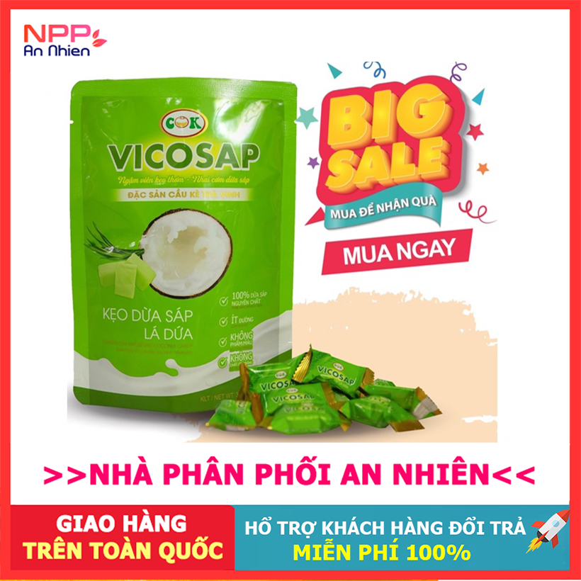 Kẹo dừa sáp Vị lá dứa 100gr Vicosap