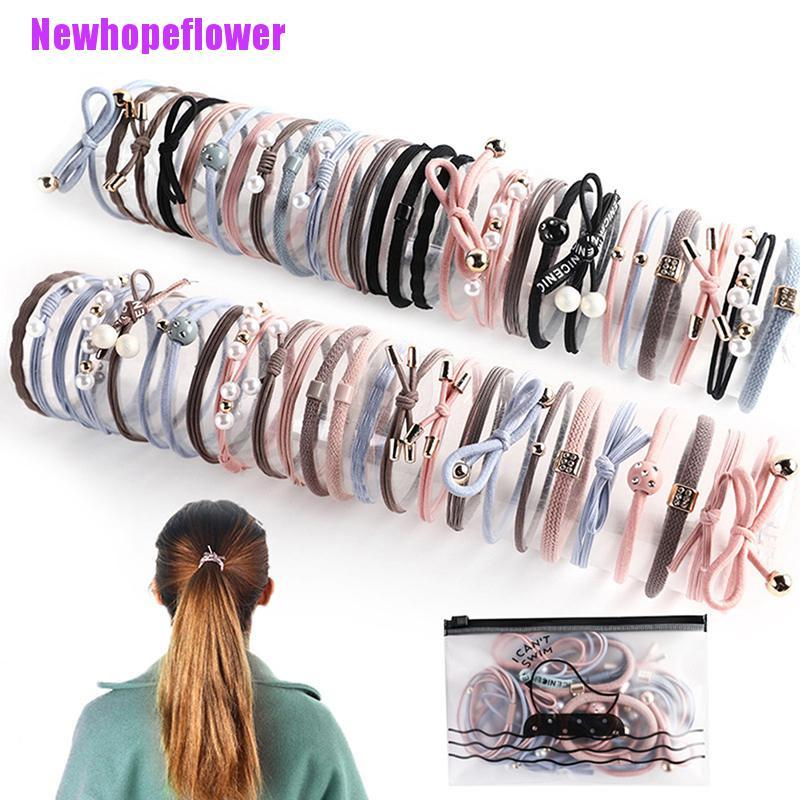 Set 24 dây buộc tóc co giãn đính ngọc trai giả thời trang cho nữ