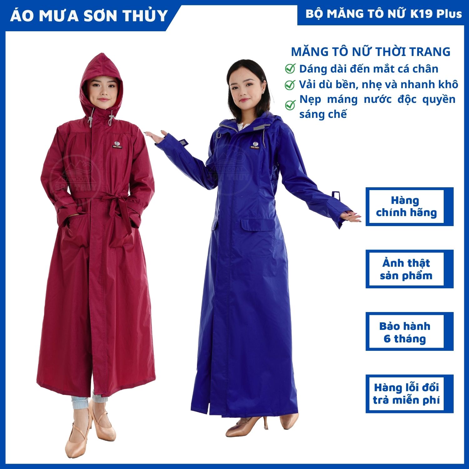 Áo mưa măng tô nữ Sơn Thủy - áo mangto thời trang cao cấp đi mưa K19