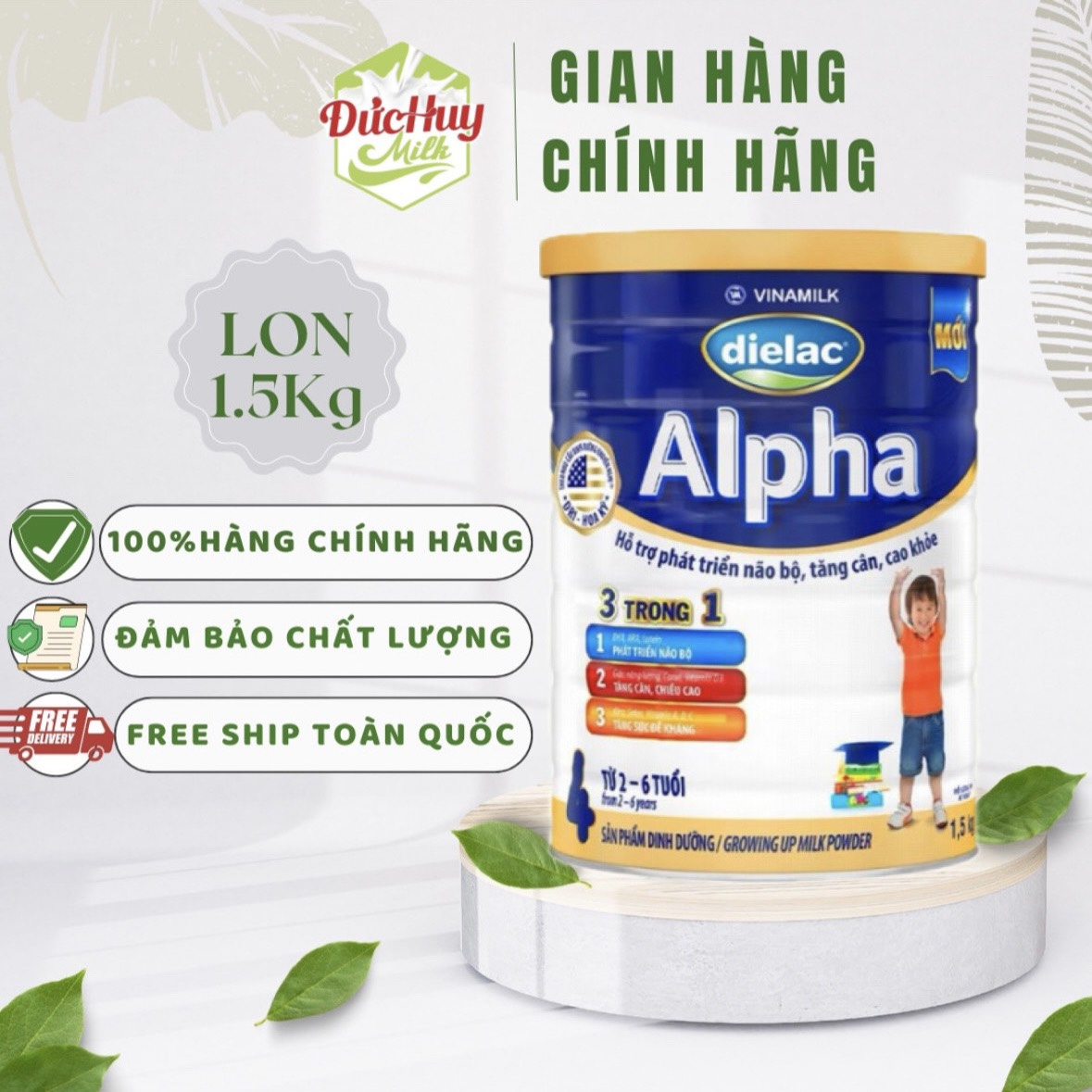 Sữa bột Vinamilk Dielac Alpha Step 4 lon 1.5kg