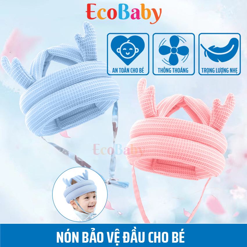 Nón bảo vệ đầu cho bé tập đi tập bò chống va đập mạnh mũ bảo hiểm mũ bảo vệ đầu an toàn cho bé mềm mại thoải mái và thoáng khí hình sừng nai ECOBAB