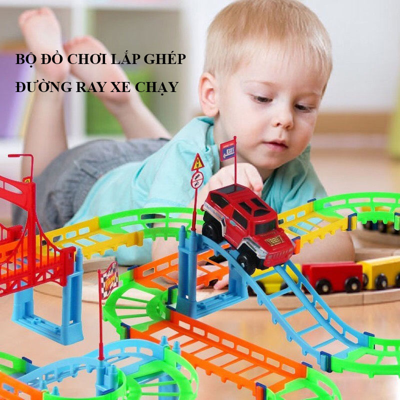 Bộ ô tô đường ray - đồ chơi lắp ráp, xếp mô hình đường đua, đường ray ô tô, tàu hoả dành cho bé, đồ chơi trẻ em phát triển trí tuệ nhiều chi tiết, lỗi đổi mới trong 7 ngày đầu