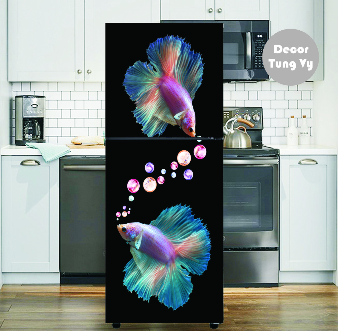 Decal dán tủ lạnh - máy giặt -  dán kính - dán tường ( TRANH CÁ TÀI LỘC PHONG THỦY )