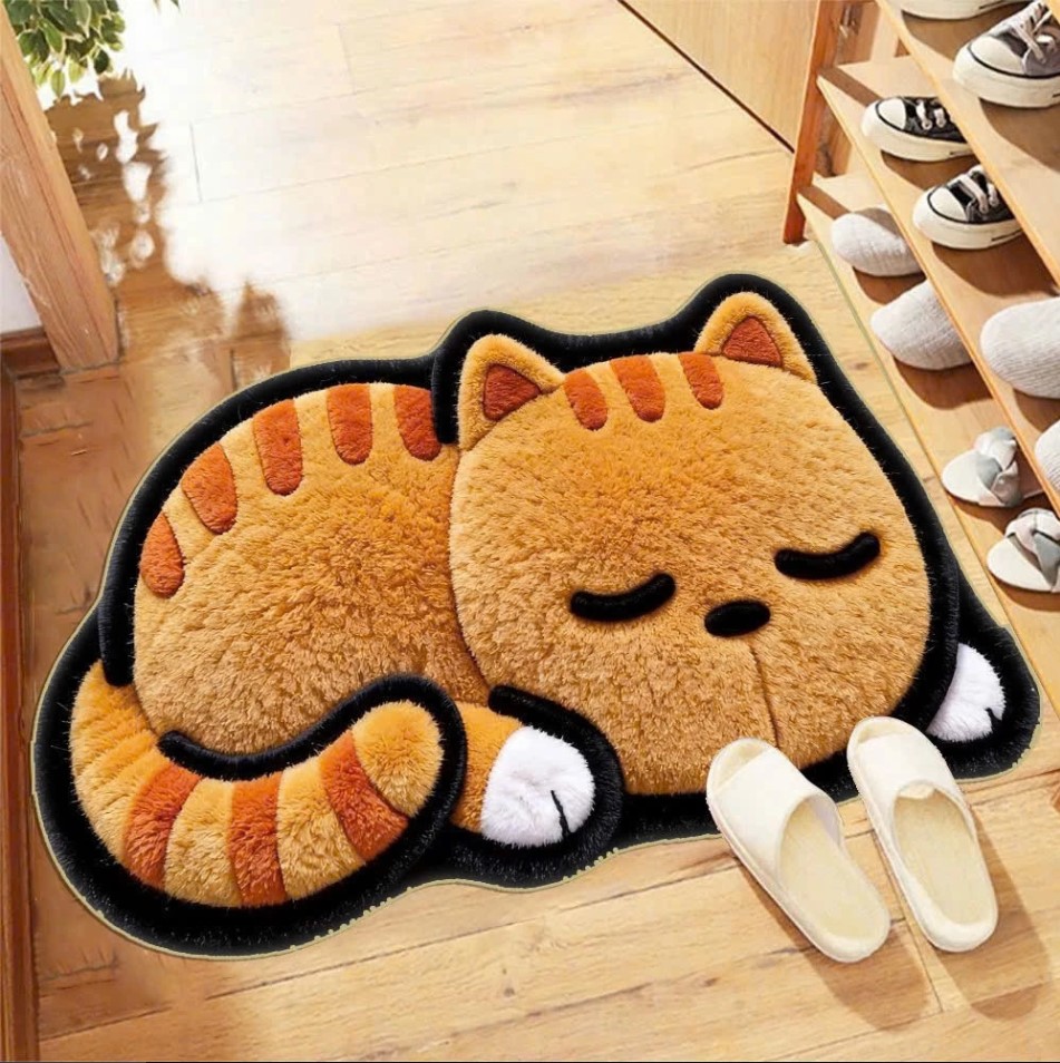 Thảm Chùi Chân Lông Cừu Nhân Tạo Đế Kép Cao Su Chống Trượt Cực Tốt KT 40x60cm, Lông Mền Mịn Không Rụng Lông dày 0,8cm