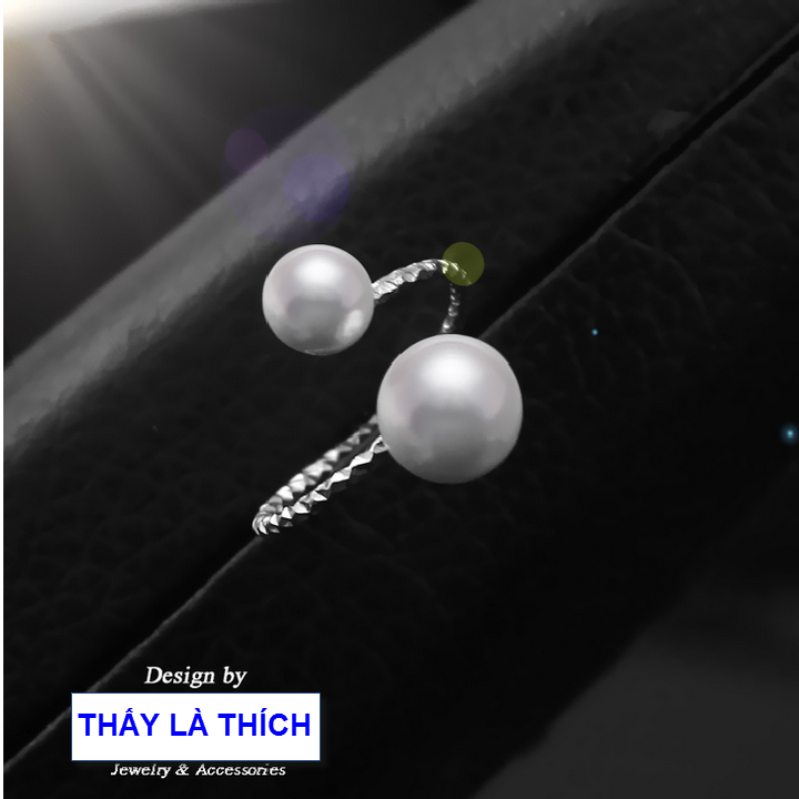 Nhẫn nữ inox Thấy Là Thích kiểu xoắn đính 2 viên ngọc trai ( Tự thu lớn nhỏ theo ngón tay ) - Cam kết 1 đổi 1 nếu hoen , gỉ sét