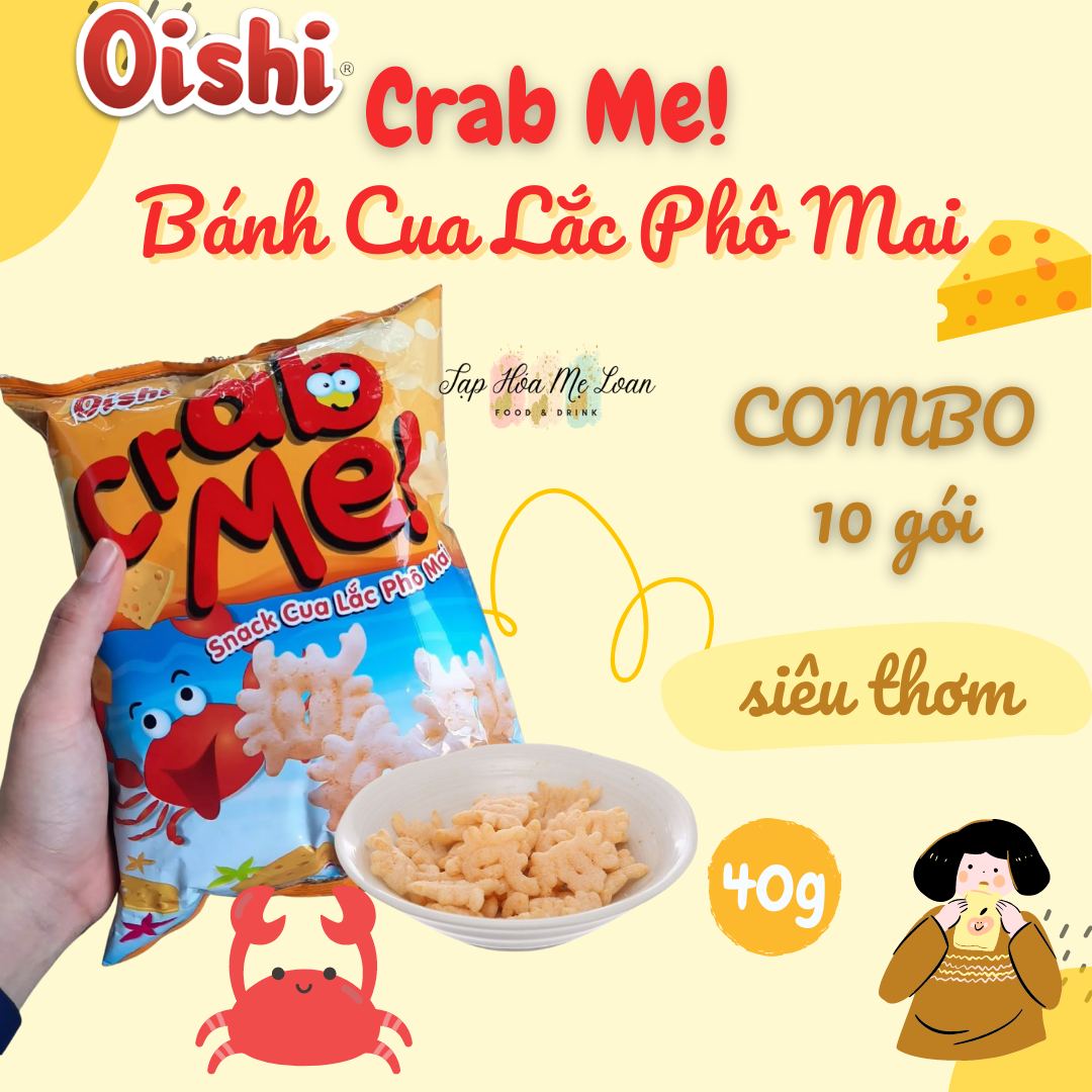 COMBO 10 Gói x 40gBánh Snack Bim Bim Oishi Cua Lắc Phô Mai 35g