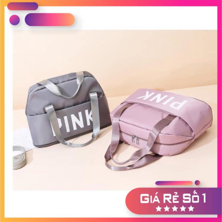 Túi du lịch pink 2 tầng mẫu mới nhiều ngăn đa năng chống thấm