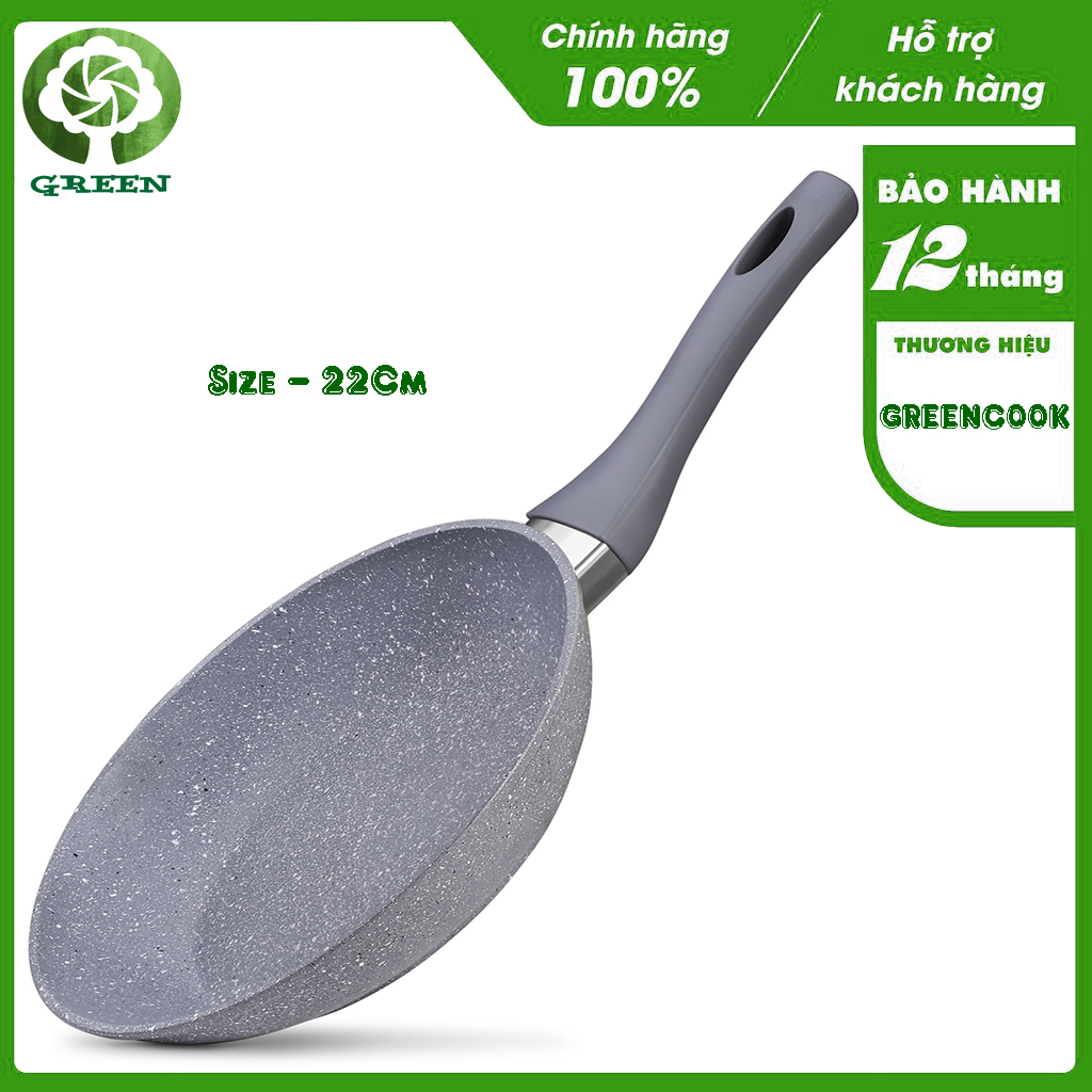 Chảo cạn vân đá chống dính greencook gcp01-22ih size 22 cm