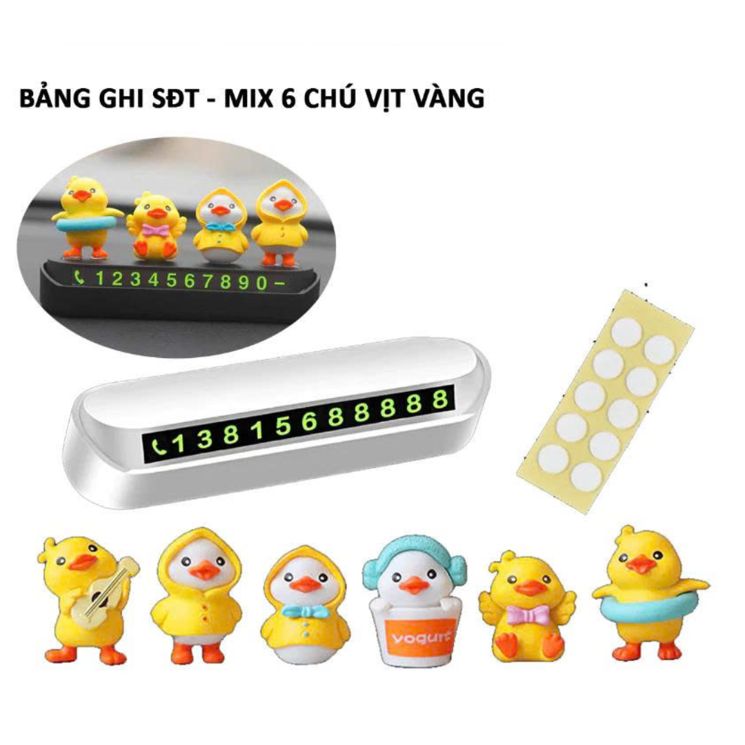 Bảng Số ĐIện Thoại Ô Tô Gắn Vịt Vàng Dễ Thương Trang Trí Taplo Xe Ô Tô