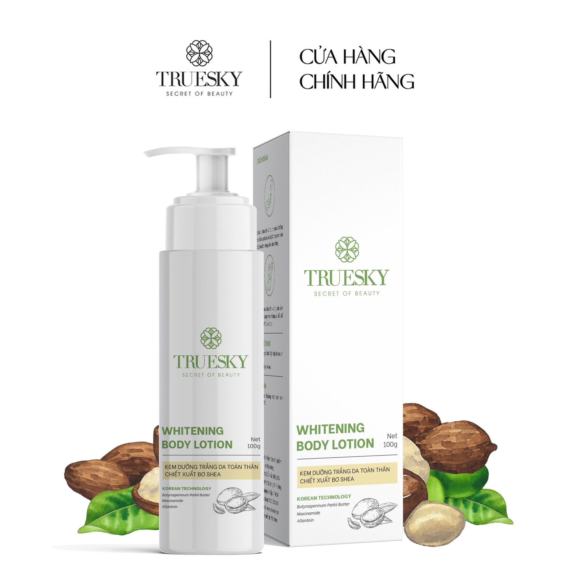 Kem body dưỡng trắng da Truesky Whitening Body Lotion chiết xuất bơ shea 100g