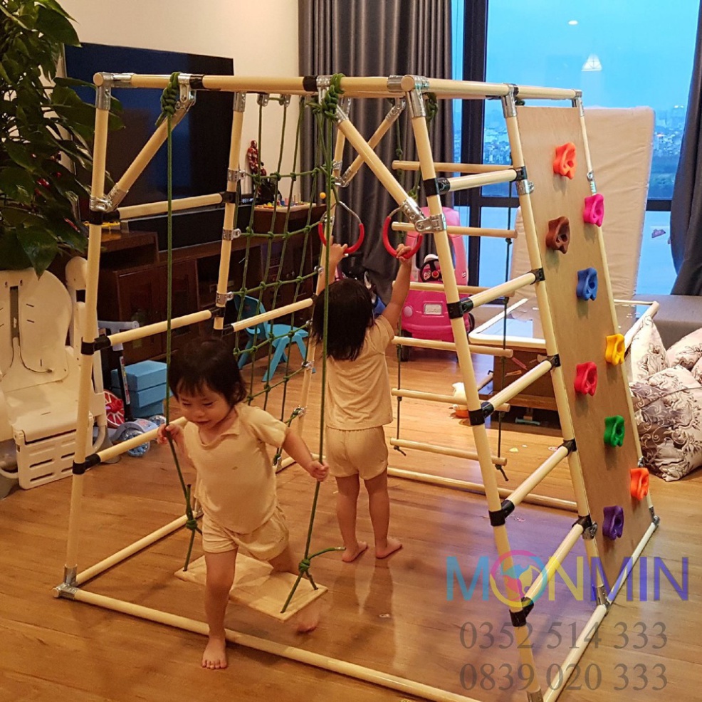 Trò chơi 2 Vòng đu tay có dây - Xà đu đa năng Stech - Chưa bao gồm khung vận động cho bé