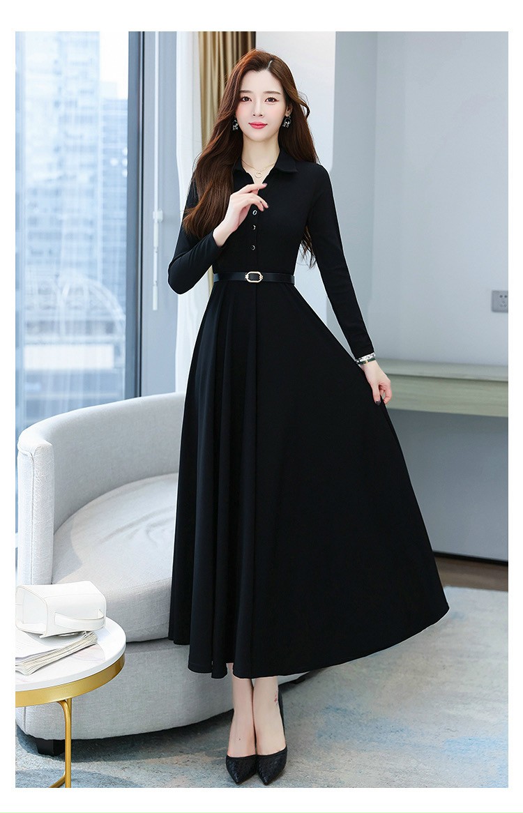 Đầm xoè dáng dài cổ sơ mi kèm nịt cao cấp - glady g98 - đầm xoè dáng dài kèm belt phong cách thanh lịch, trẻ trung, sang trọng