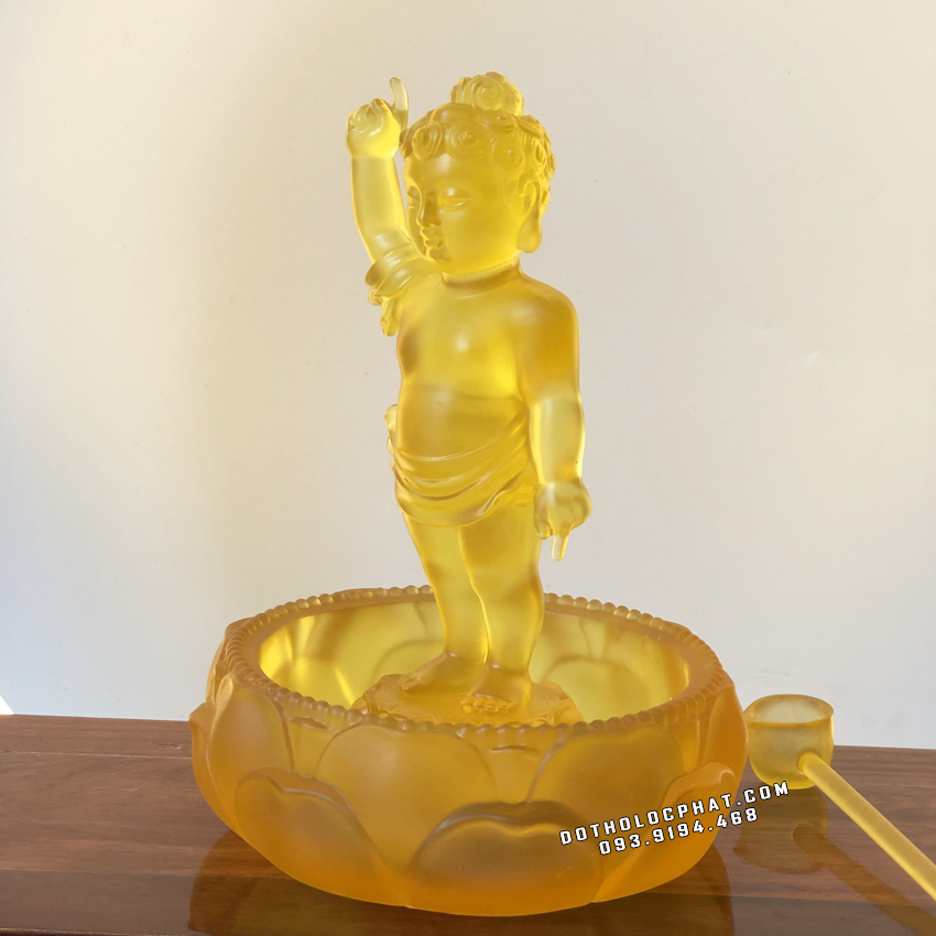 Trọn bộ chậu tắm Phật Đản Sanh lưu ly vàng ngọc mini tại nhà