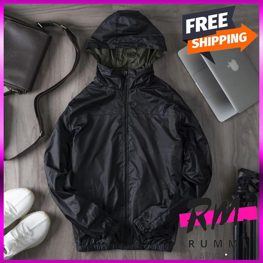 [ÁO KHOÁC HAI MẶT] Áo Khoác Nam 2 Mặt Chống Gió - Chống Bụi - Có Mũ - Tặng Túi Đựng Tiện Lợi - Áo Khoác Nam Đẹp - Áo Khoác Mam Có Mũ - Áo Khoác Nam Dù - Áo Khoác Nam Cao Cấp - Rummi Store