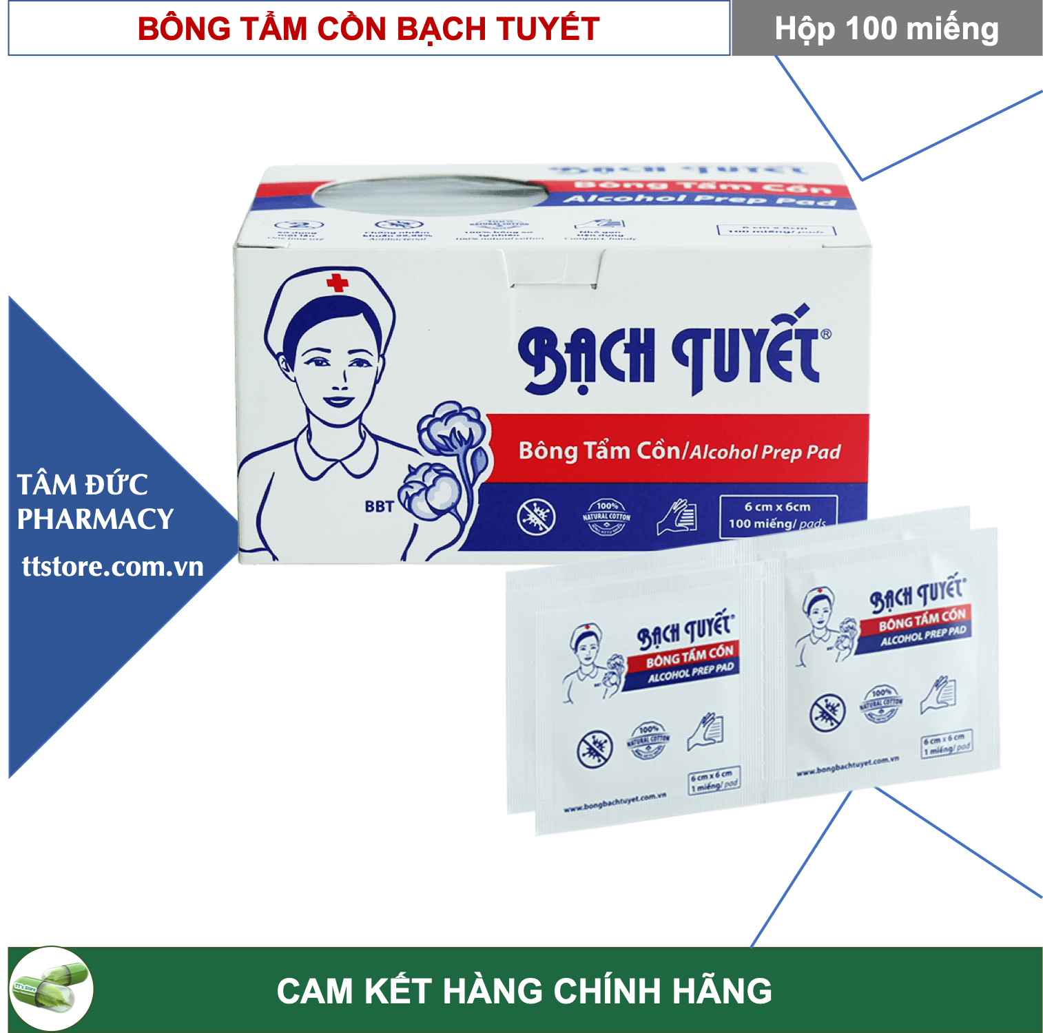 Bông tẩm cồn Bạch Tuyết - Alcol pad / Alcohol pad
