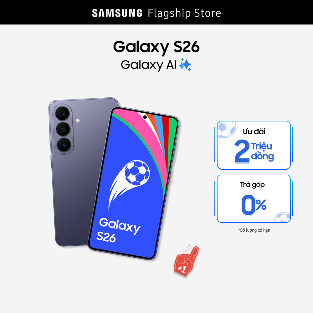 Điện thoại Samsung Galaxy S26, 12GB/256GB | 512GB, Storage, Customized AP, AI Phone, Photo Assist, Creative Studio, 50MP Camera, 4300mAh