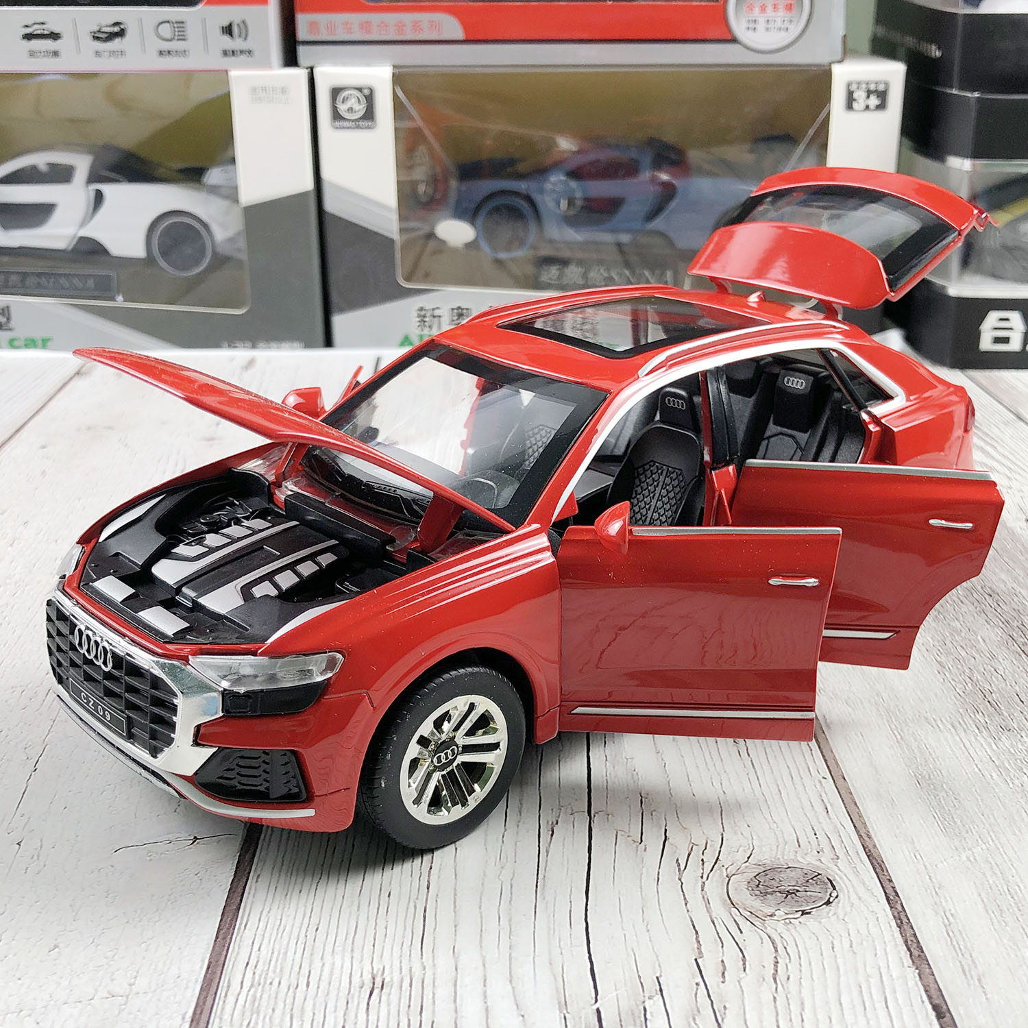 Mô hình xe ô tô Audi Q8 tỉ lệ 1:24 hãng Chezhi khung thép sơn tĩnh điện bền đẹp, 3 màu Đen, Đỏ, Trắng