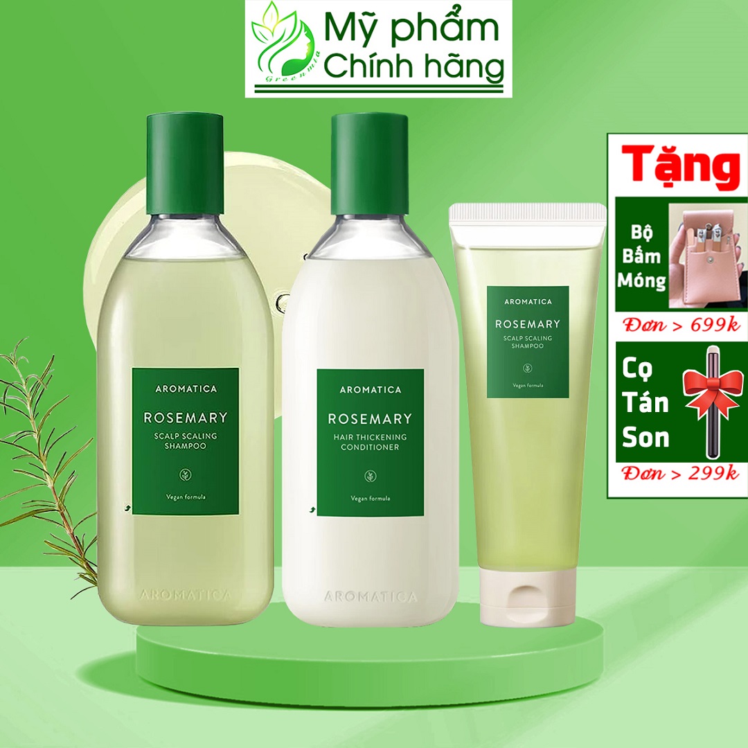 HOÀN TIỀN 15% - Dầu Gội Dầu Xả Phục Hồi Mọc Tóc Aromatica Rosemary Scalp Scaling Shampoo Rosemary Hair Thickening Conditioner