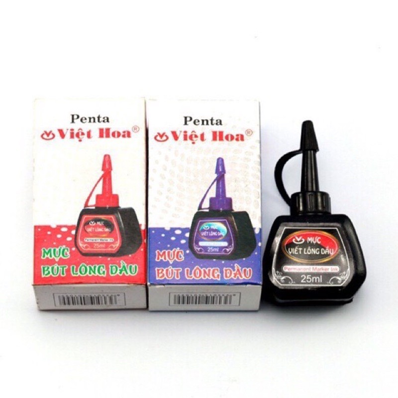 01 Lọ Mực bút lông dầu, Mực bút dạ màu Penta Việt Hoa không xoá được 25ml
