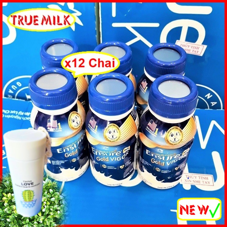 Bộ Ensure Gold Vigor hương Vani 237ml (12 Chai - Tặng Bình) - Ensure Gold - Ensure Vani - Gold Vigor - Ensure hương Vani - sữa nước ensure gold - ensure gold hương vani - sữa chai - sua chinh hang - sua ensure - gold237