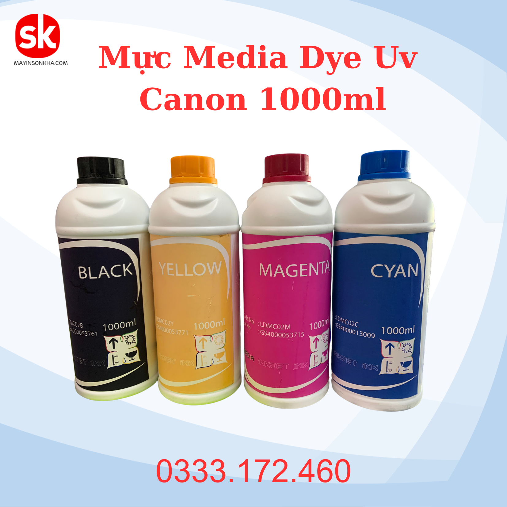 Mực in dye uv canon 1 lít cho dòng máy in phun màu canon