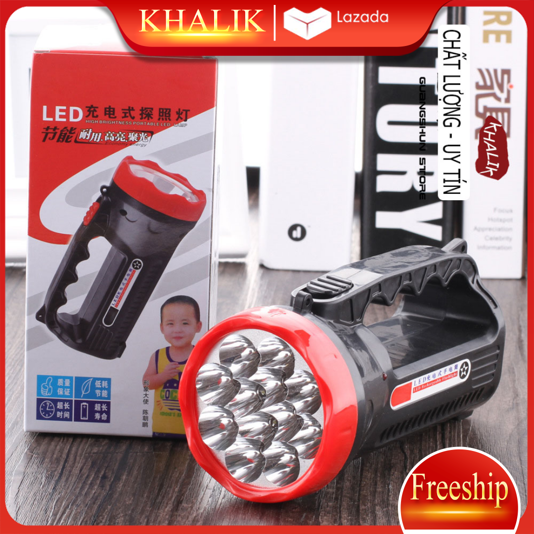 [FREESHIP] Đèn pin sạc điện cầm tay 9 Led có, đèn pin tiện dụng KHALIK - Hàng thông dụng