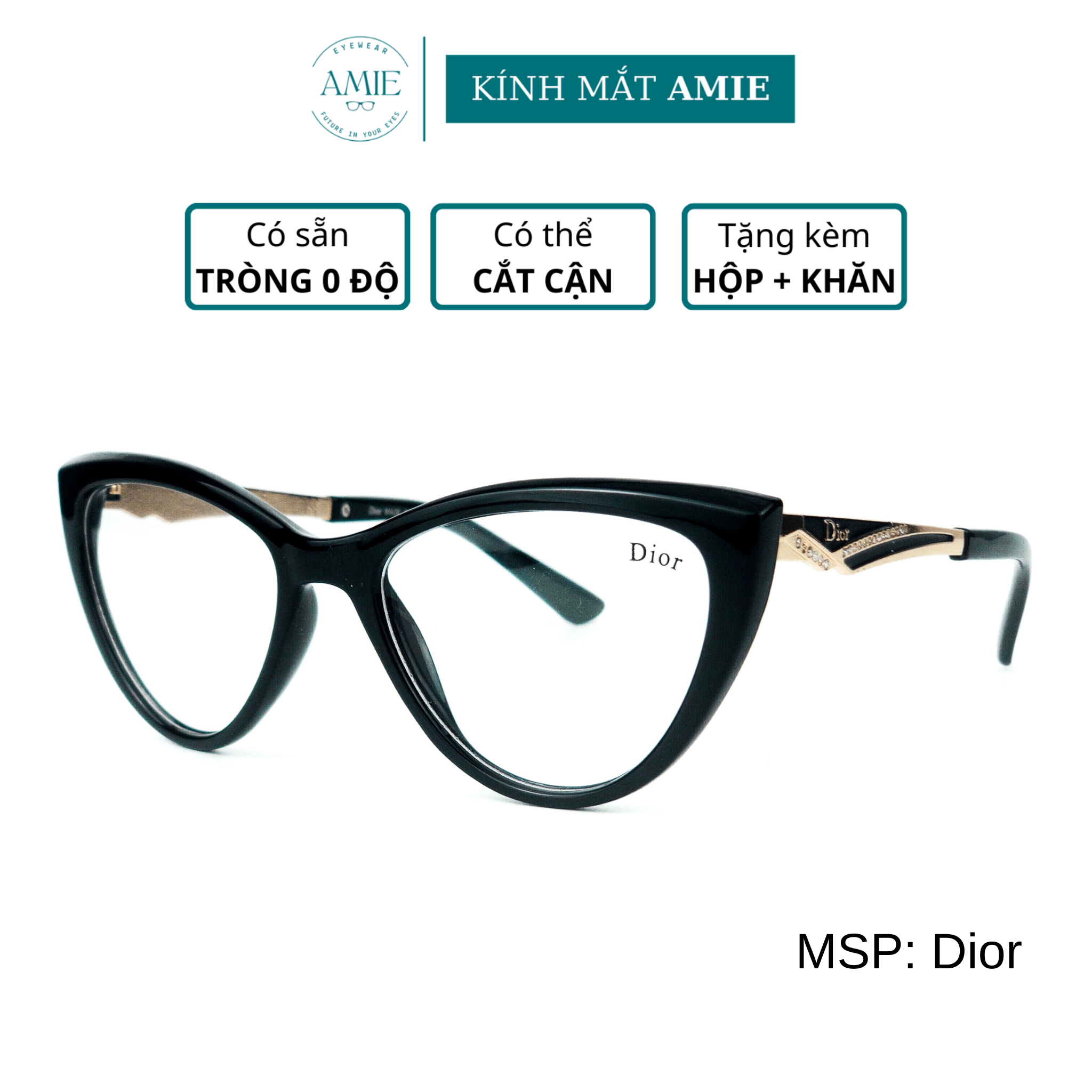 Gọng kính cận nữ mắt mèo AMIE Eyewear gọng nhựa dễ thương trẻ trung phụ kiện thời trang