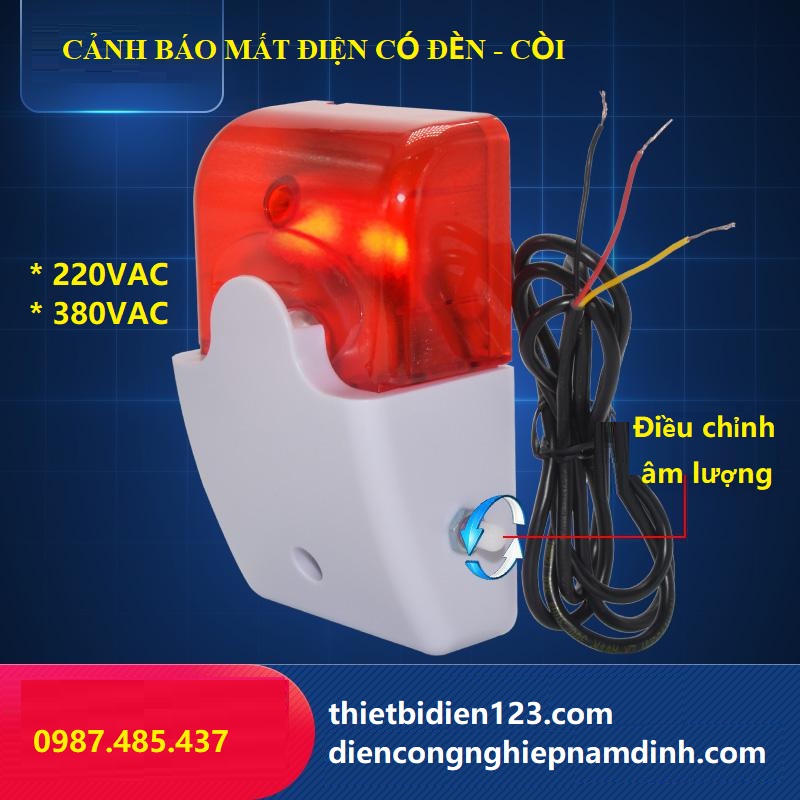 Báo mất điện - mất pha 220v 380v -có đèn báo + còi hú - điều chỉnh đc âm lượng còi