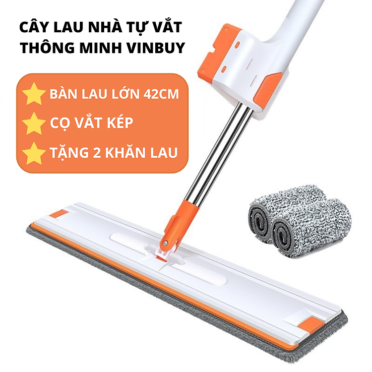 Cây lau nhà tự vắt thông minh đa năng Vinbuy vắt khô đến 95% chổi lau nhà 360 độ lau sạch khô nhanh - Hàng chính hãng