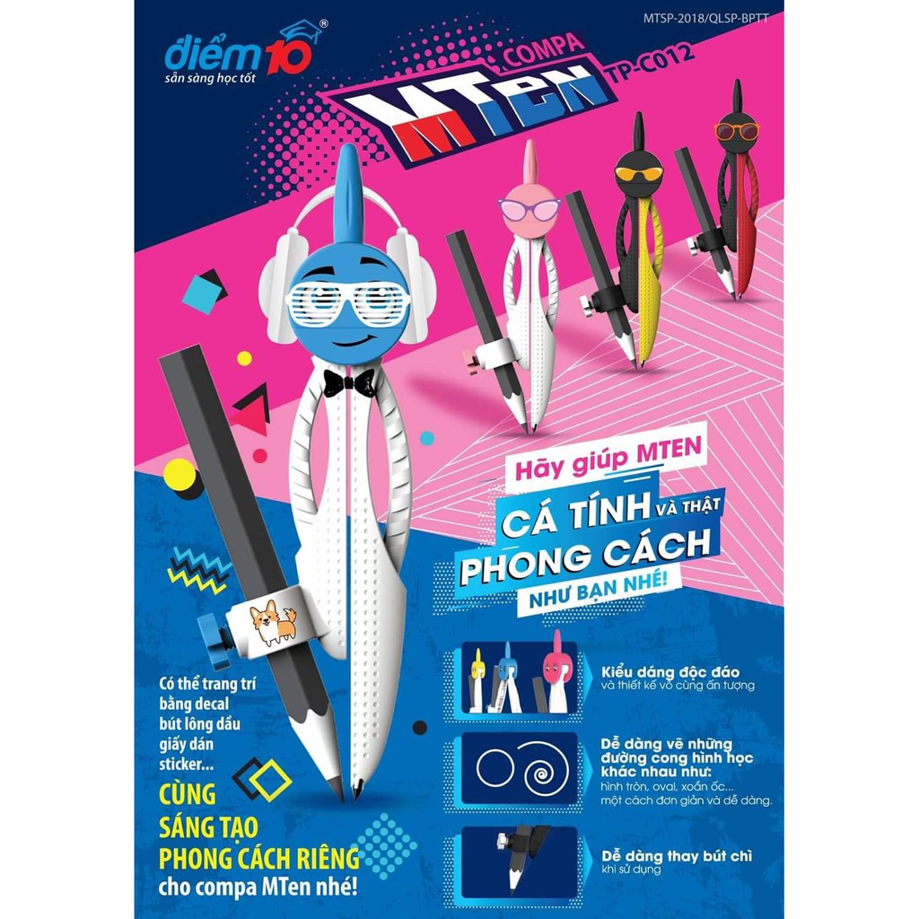 [HCM]Compa mten điểm 10 tp-c012 (vỉ 1 cái) đa dạng mẫu mã chất lượng sản phẩm đảm bảo và cam kết hàng đúng như mô tả