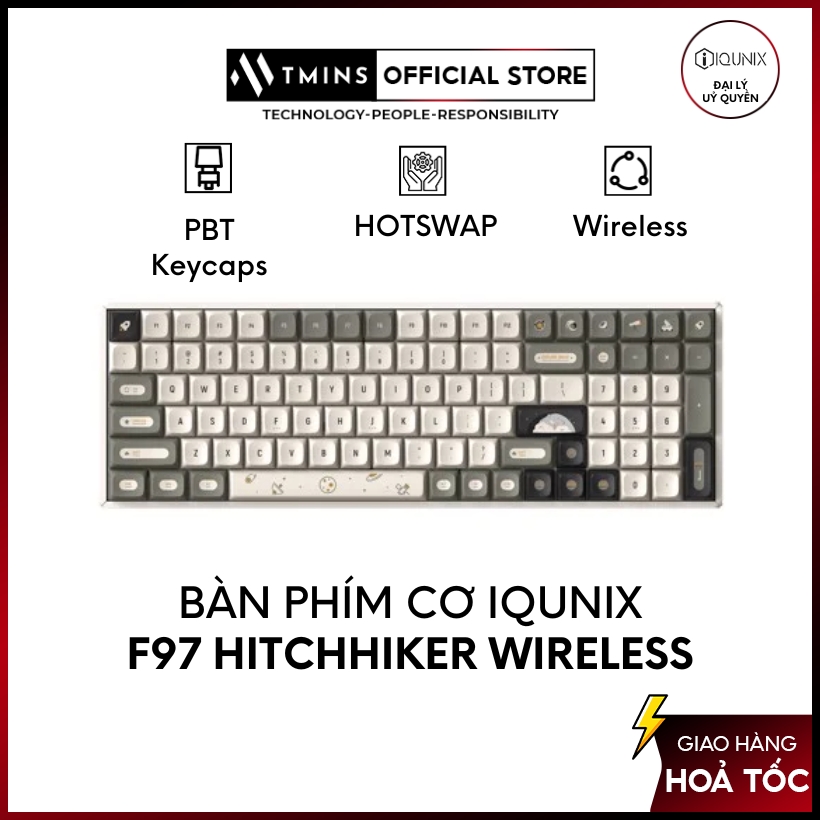 Bàn phím cơ IQUNIX F97 Hitchhiker (RGB / HOTSWAP / Wireless / Cherry Sw) - Hàng Chính Hãng - Bảo Hành 12 Tháng