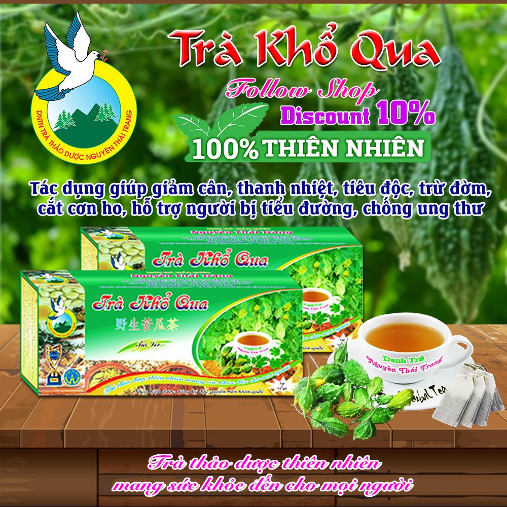 Trà Khổ Qua Giảm Mỡ Máu, Tiểu Đường (Hộp 50 Túi Lọc X 2g) - Nguyên Thái Trang – Thảo Dược Thiên Nhiên - Tốt Cho Sức Khỏe