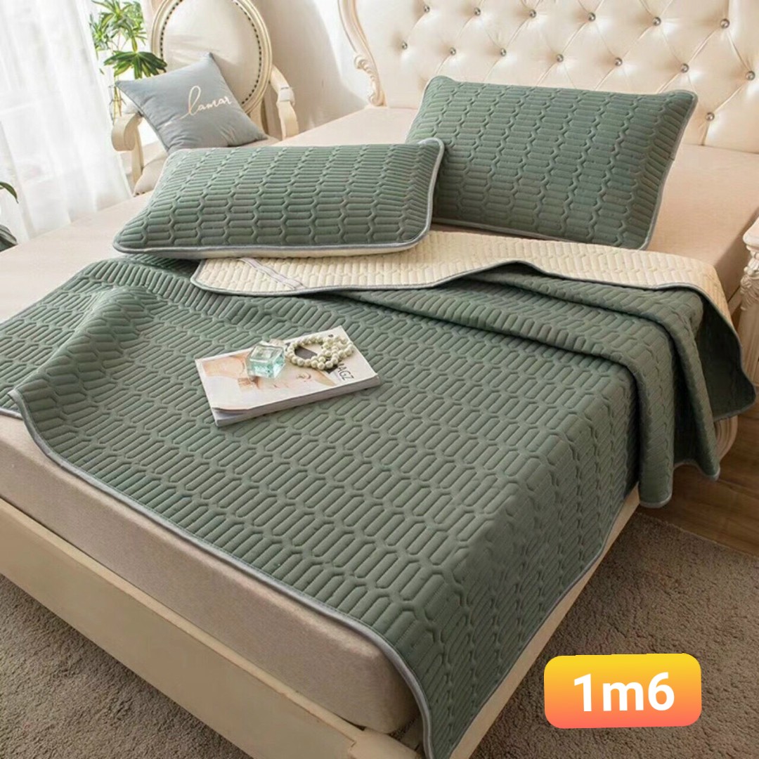 Chiếu điều hòa cao su non 1m6 x2m mẫu xanh rêu xanh lá