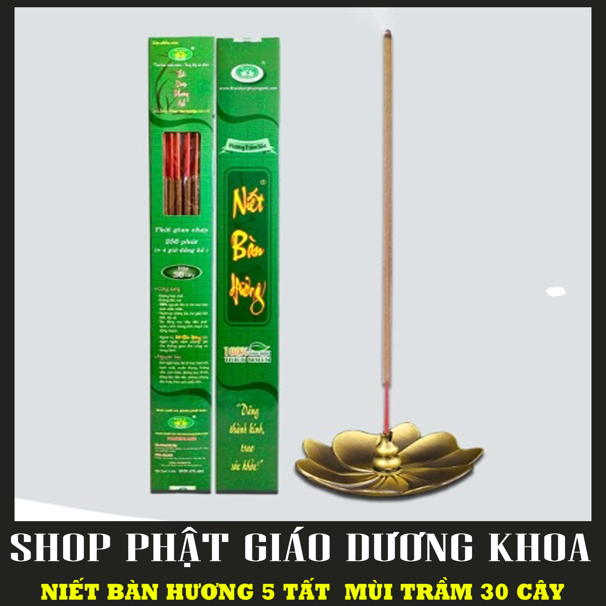 Nhang sạch thảo dược 100% mùi trầm bắc - niết bàn hương 5 tấc