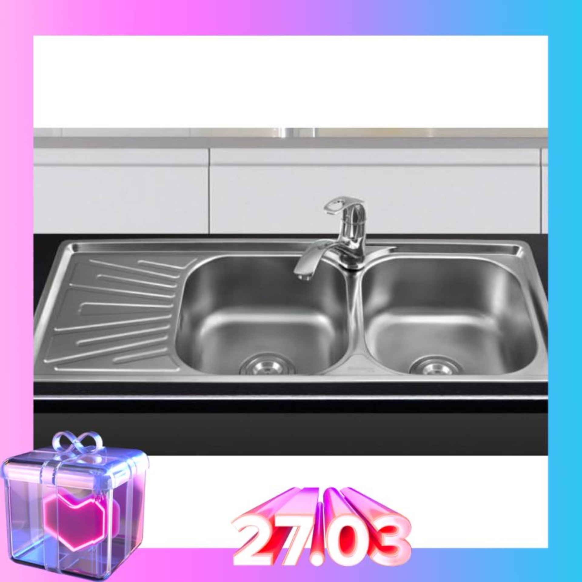 Chậu rửa bát 2 hố 1 bàn Sơn Hà S100