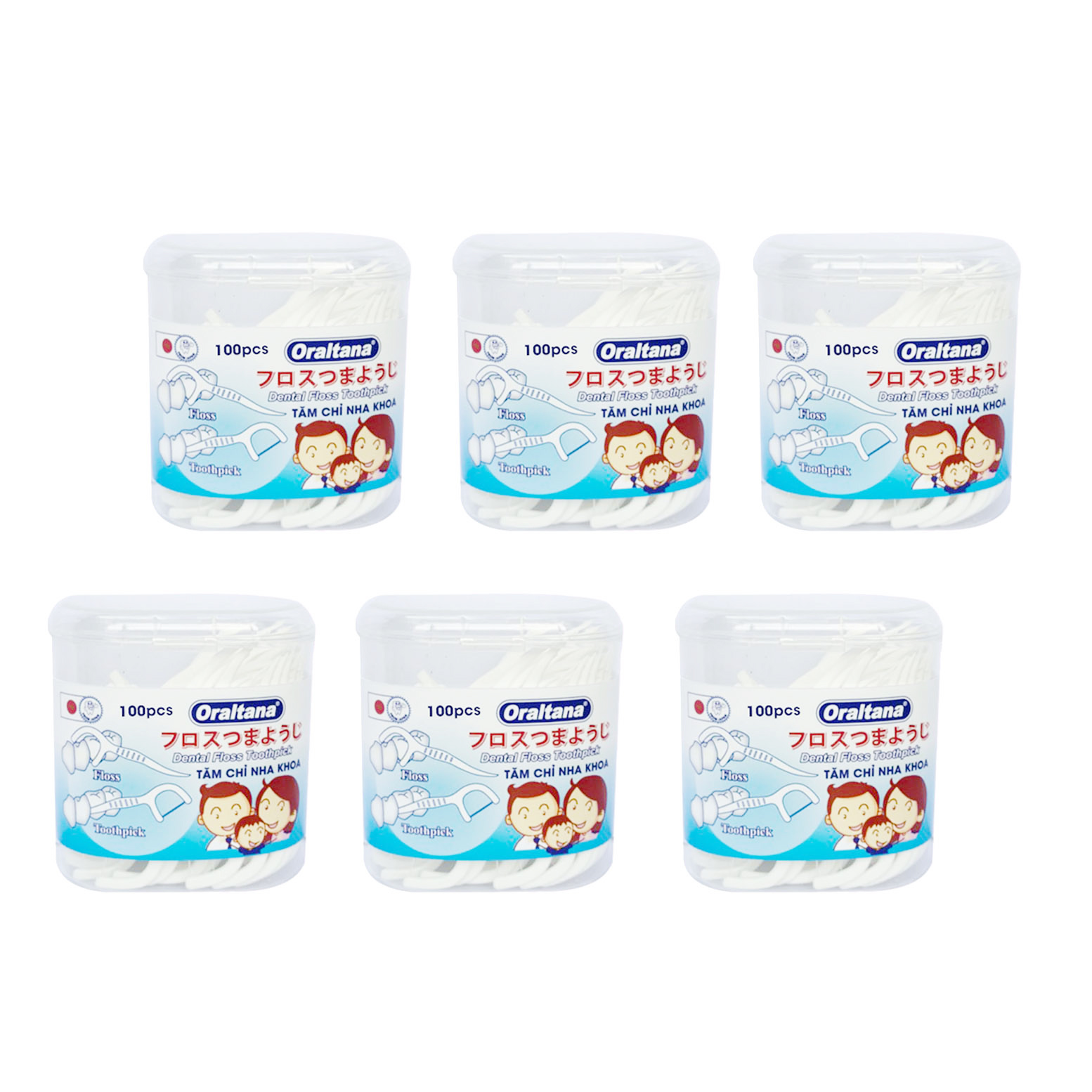 Combo 6 lọ tăm chỉ nha khoa Oraltana Lọ 100 cái xuất Nhật, tăm xỉa răng nha khoa y tế chất lượng cao, sợi chỉ siêu dai, đầu tăm linh hoạt, sản xuất theo tiêu chuẩn quốc tế đạt chuẩn - Guty Care