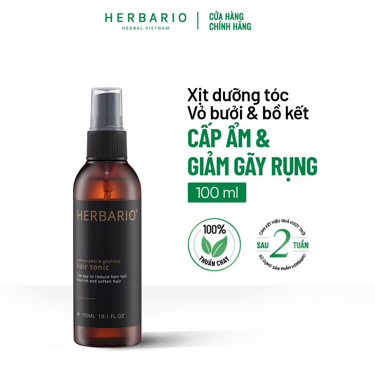 Nước dưỡng tóc Vỏ Bưởi và Bồ Kết Herbario 100ml pomelo tinh dầu vỏ bưởi giảm rụng tóc, nuôi dưỡng tóc từ sâu bên trong, cung cấp dưỡng chất giúp tóc chắc khỏe và làm mềm tóc