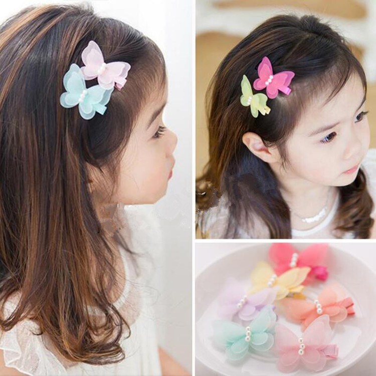 Set 2 Kẹp Tóc Hình Bướm Đính Ngọc Trai Kiểu Dáng Hàn Quốc Cho Bé Gái (2pcs) - YOOSOO MALL